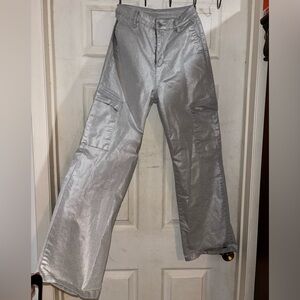 Shiny silver Cargo Pants